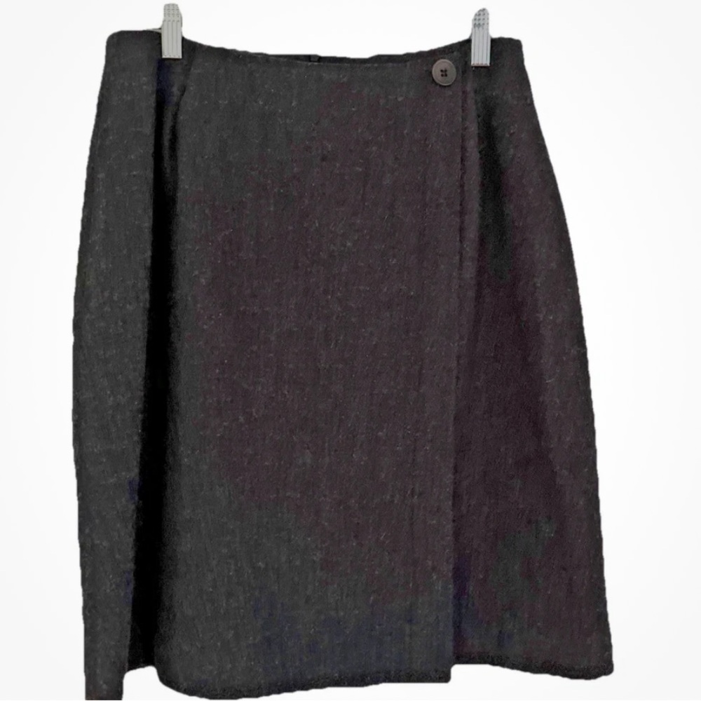 LL Bean Wrap Skirt Wool Lambswool Grey Sz 10